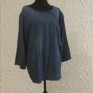 Blue Denim Top with Pocket